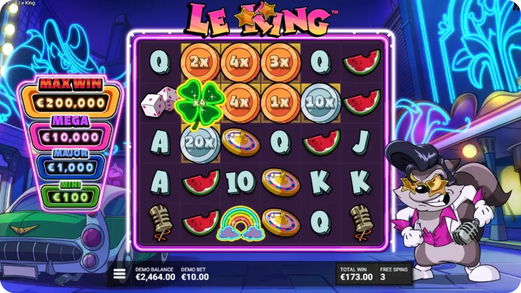 Le King Green Clover och Gold Clover multiplicerar mynt och Treasure Pots